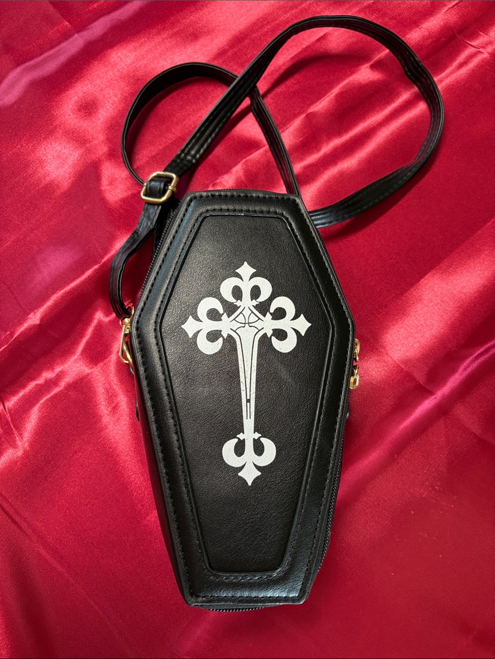 Black Coffin Cross Pendant Crossbody Bag - Unbranded